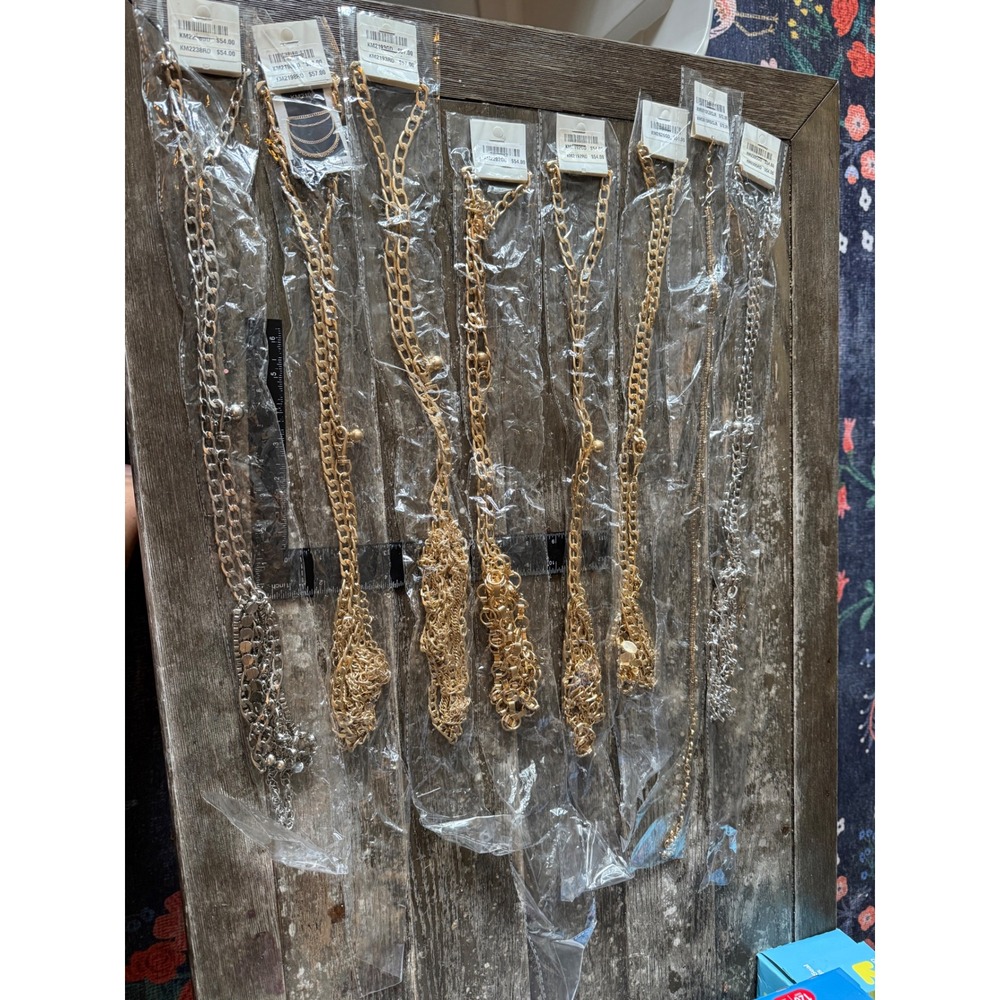 Lot of 8 NWT Chain Waist Belts Gold Silver Tone Chunky Layered Curb Link Assort